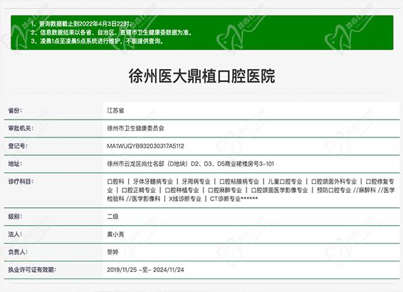 徐州医大鼎植口腔医院资质