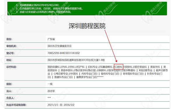 深圳鹏程医院口腔科资质