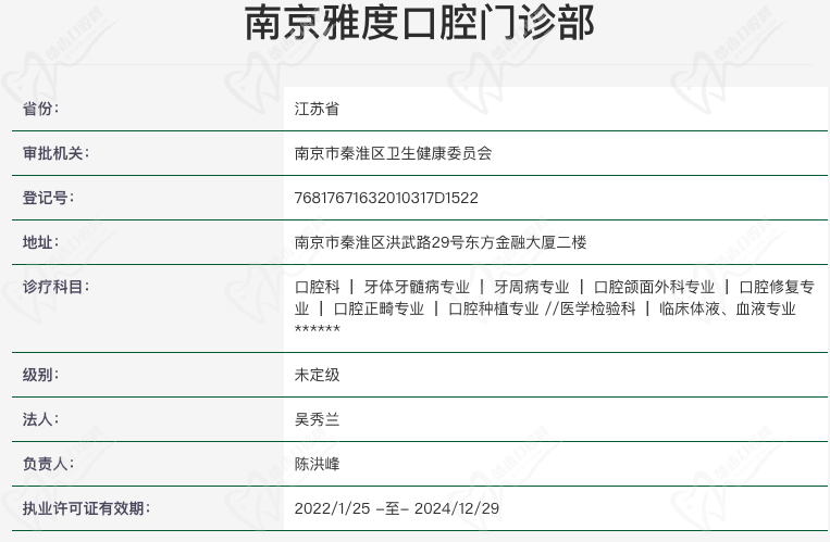 南京雅度口腔资质