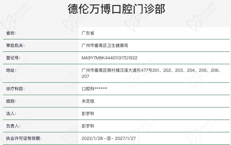 广州德伦万博口腔资质
