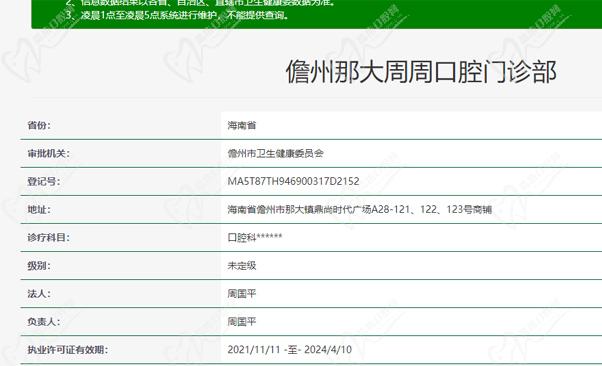 海南儋州那大周周口腔门诊部