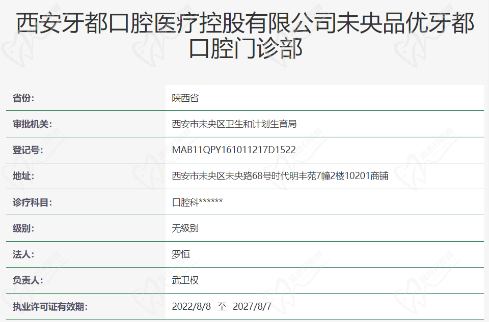 西安未央品优牙都口腔门诊部