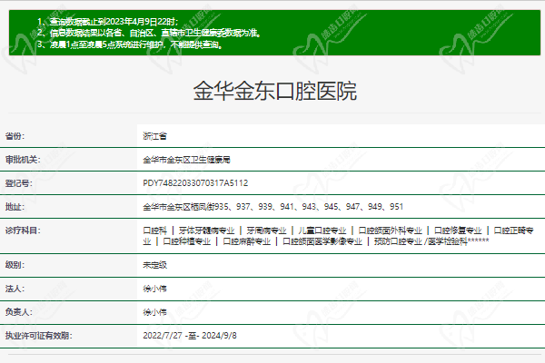 金华金东口腔医院正规资质