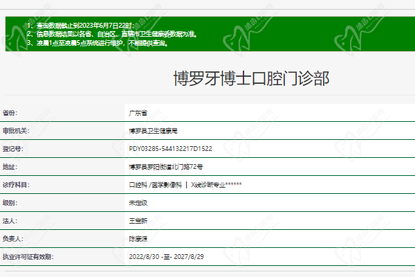 博罗牙博士口腔门诊部正规资质