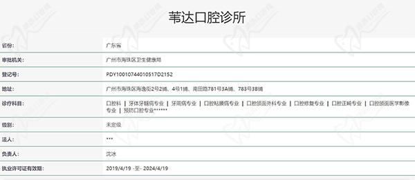 广州广二口腔门诊部苇达分院认证