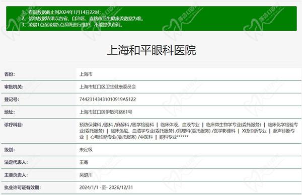 上海和平眼科医院正规资质