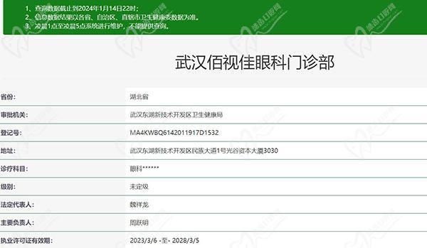 武汉佰视佳眼科门诊部正规资质 武汉佰视佳眼科门诊部正规资质
