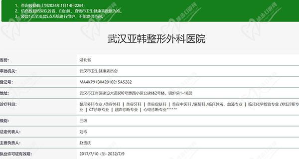 武汉亚韩整形外科医院正规资质