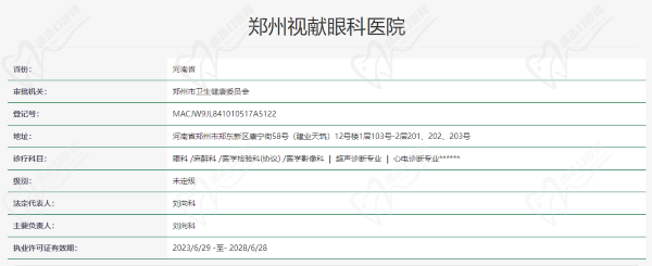 郑州视献眼科医院资质