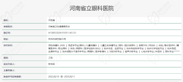 河南省立眼科医院资质
