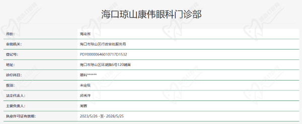 海南海口琼山康伟眼科门诊部怎么样