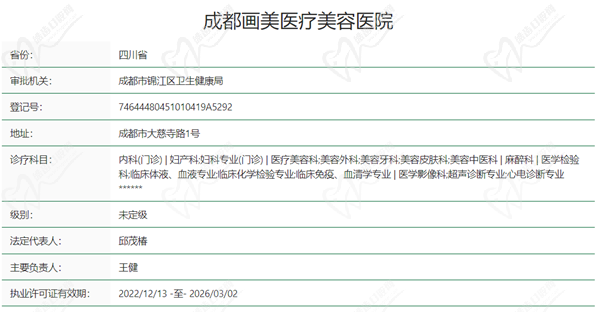 成都画美医疗美容资质