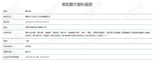 贵阳爱尔眼科医院资质