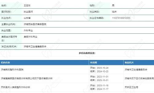 王召东医生的个人信息