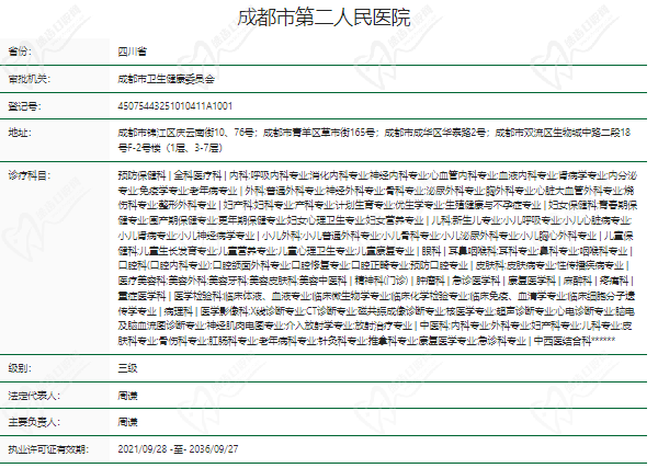 成都市第二人民医院眼科正规资质