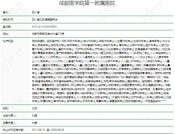 成都医学院一附医院眼科正规资质