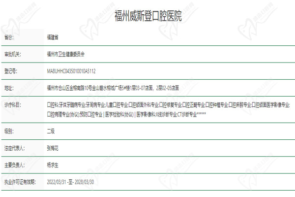 福州威斯登口腔医院福州威斯登口腔医院基本信息