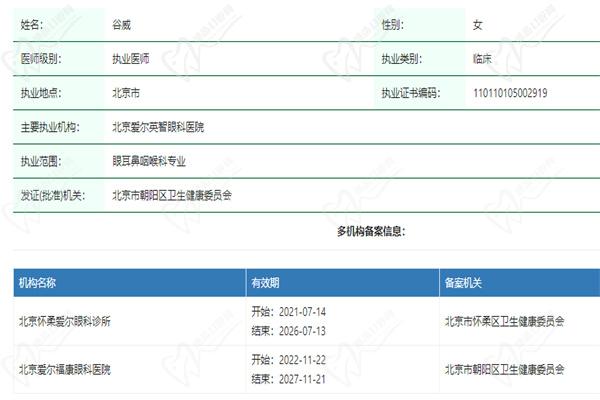 谷威医生基本信息