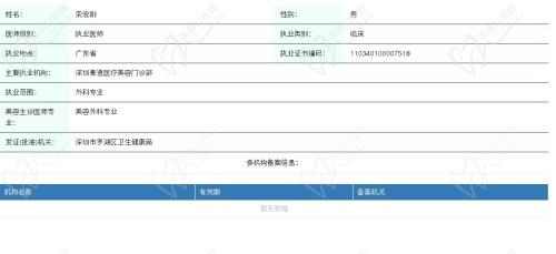 深圳青逸植发栾宏刚医生资质