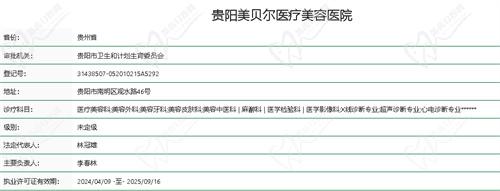 贵阳美贝尔医疗美容医院资质