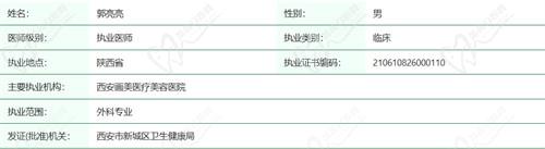 郭亮亮医生资质：