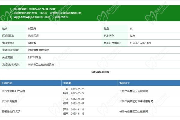 长沙长海整形医院熊卫英医生资质认证