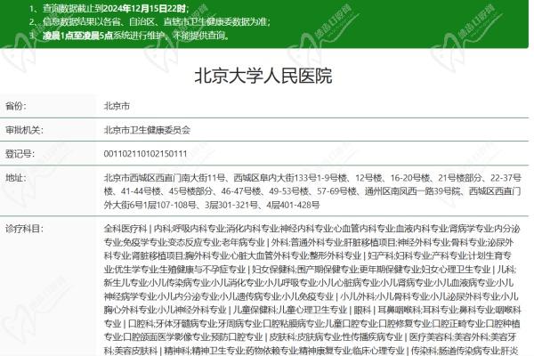北京大学人 民医院整形美容科许可证