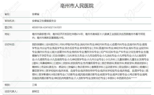 亳州市人民 医院眼科资质