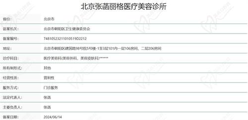 北京张菡丽格医疗美容诊所资质