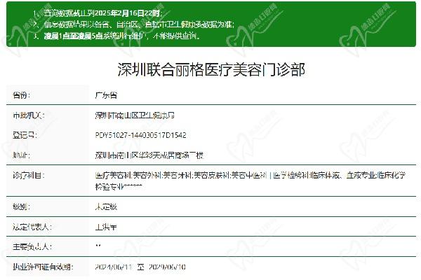 深圳联合丽格医疗美容门诊部许可证