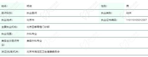 北京杨俊医生在四季青橙坐诊