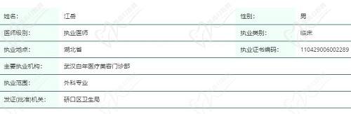 武汉江岳医生执业资质