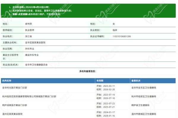 金华芘丽芙美容医院胡书荧医生