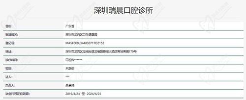 深圳瑞晨口腔诊所正规资质