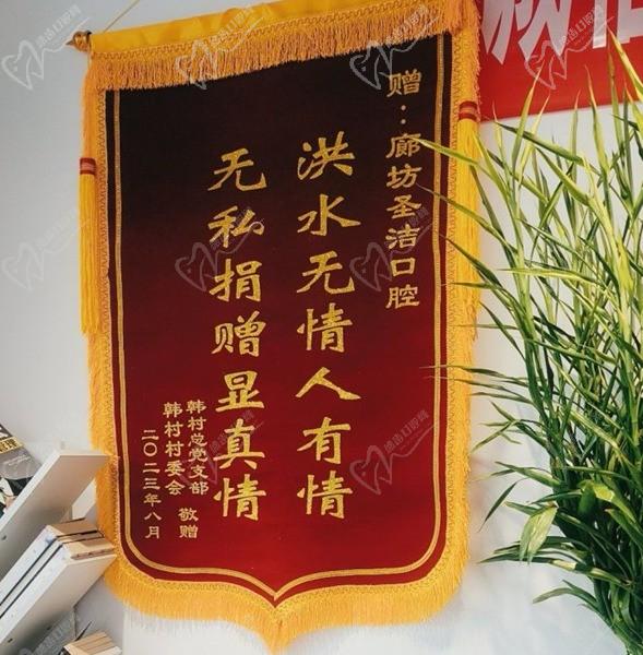 廊坊圣洁口腔开发区院锦旗